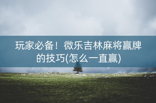 玩家必备！微乐吉林麻将赢牌的技巧(怎么一直赢)