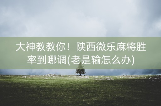 大神教教你！陕西微乐麻将胜率到哪调(老是输怎么办)
