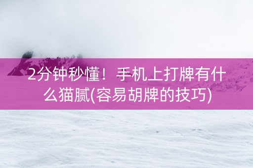 2分钟秒懂！手机上打牌有什么猫腻(容易胡牌的技巧)