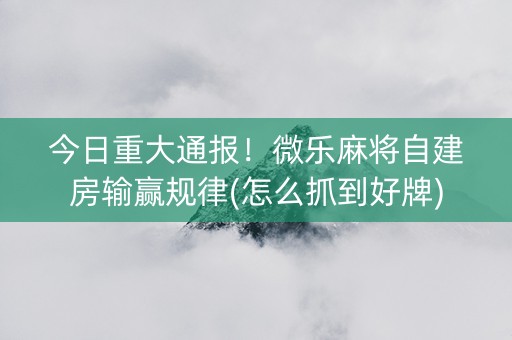 今日重大通报！微乐麻将自建房输赢规律(怎么抓到好牌)