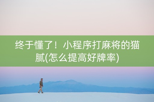 终于懂了！小程序打麻将的猫腻(怎么提高好牌率)