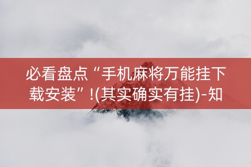 必看盘点“手机麻将万能挂下载安装”!(其实确实有挂)-知乎