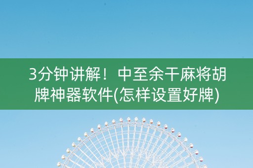 3分钟讲解！中至余干麻将胡牌神器软件(怎样设置好牌)