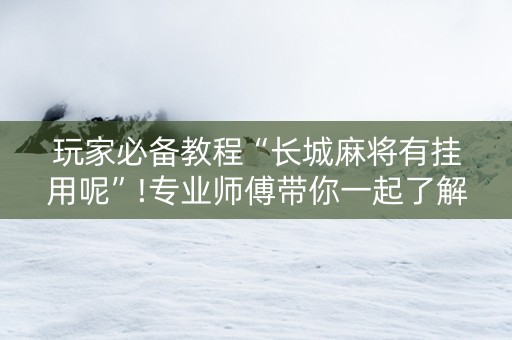 玩家必备教程“长城麻将有挂用呢”!专业师傅带你一起了解（详细教程）-知乎