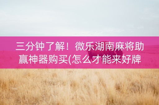 三分钟了解！微乐湖南麻将助赢神器购买(怎么才能来好牌)