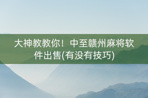 大神教教你！中至赣州麻将软件出售(有没有技巧)