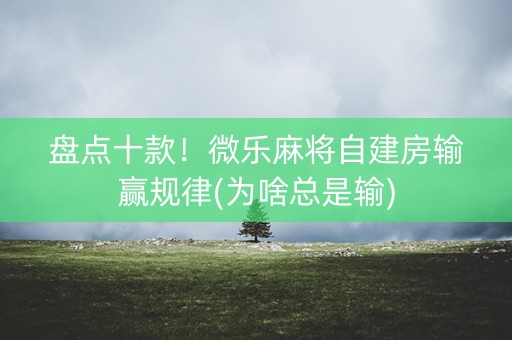 盘点十款！微乐麻将自建房输赢规律(为啥总是输)