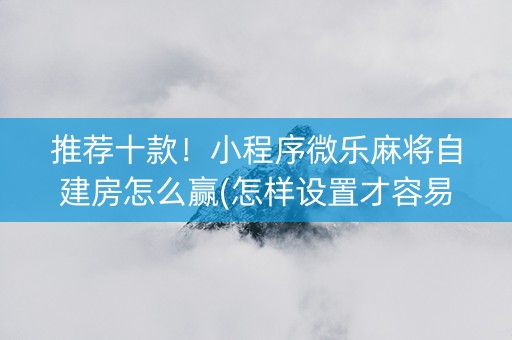 推荐十款！小程序微乐麻将自建房怎么赢(怎样设置才容易赢)
