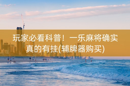 玩家必看科普！一乐麻将确实真的有挂(辅牌器购买)