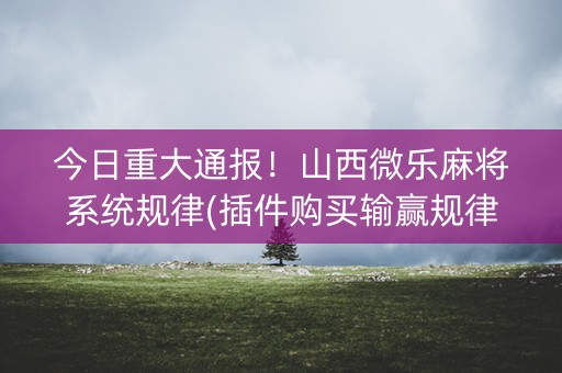 今日重大通报！山西微乐麻将系统规律(插件购买输赢规律)