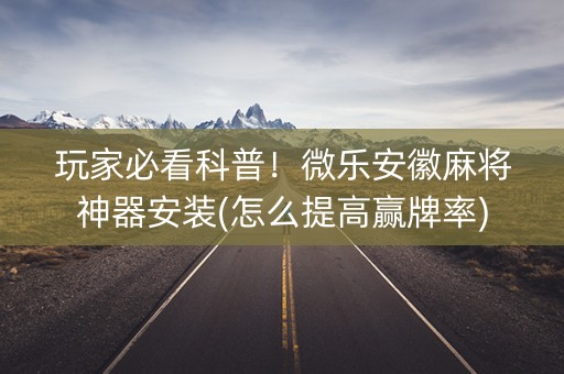 玩家必看科普！微乐安徽麻将神器安装(怎么提高赢牌率)