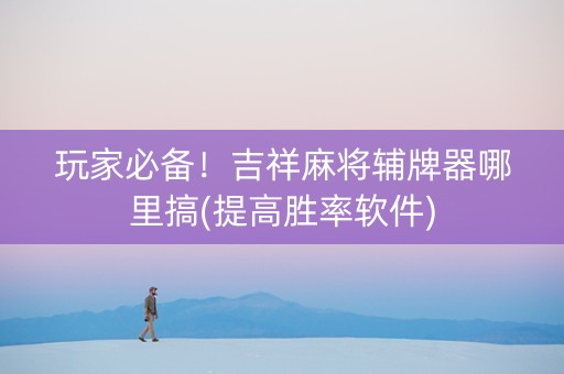 玩家必备！吉祥麻将辅牌器哪里搞(提高胜率软件)