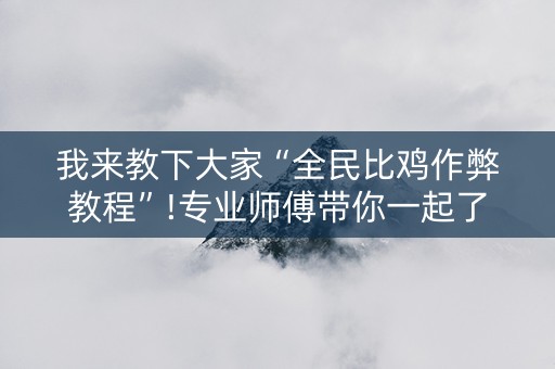 我来教下大家“全民比鸡作弊教程”!专业师傅带你一起了解（详细教程）-知乎