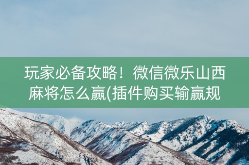 玩家必备攻略！微信微乐山西麻将怎么赢(插件购买输赢规律)