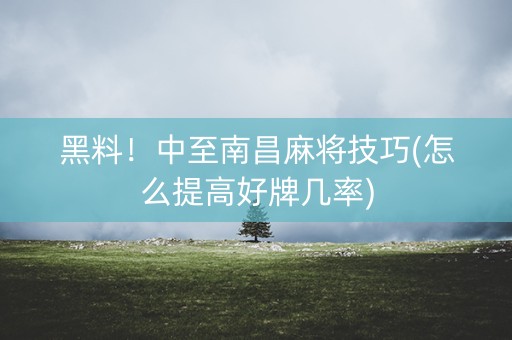 黑料！中至南昌麻将技巧(怎么提高好牌几率)