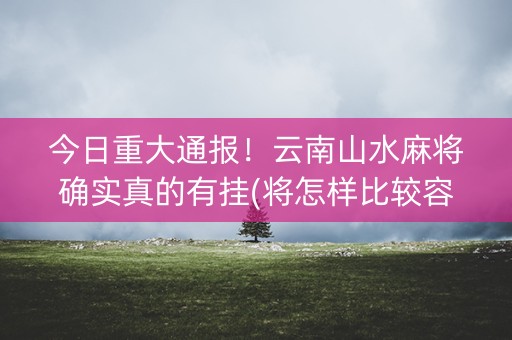 今日重大通报！云南山水麻将确实真的有挂(将怎样比较容易赢)