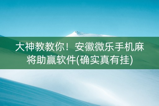 大神教教你！安徽微乐手机麻将助赢软件(确实真有挂)