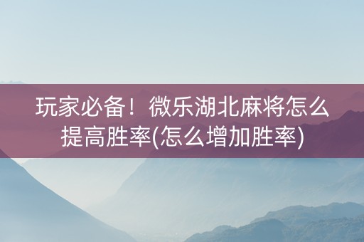 玩家必备！微乐湖北麻将怎么提高胜率(怎么增加胜率)