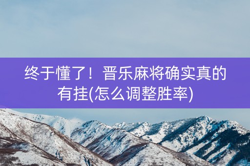 终于懂了！晋乐麻将确实真的有挂(怎么调整胜率)