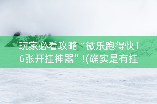 玩家必看攻略“微乐跑得快16张开挂神器”!(确实是有挂)-知乎