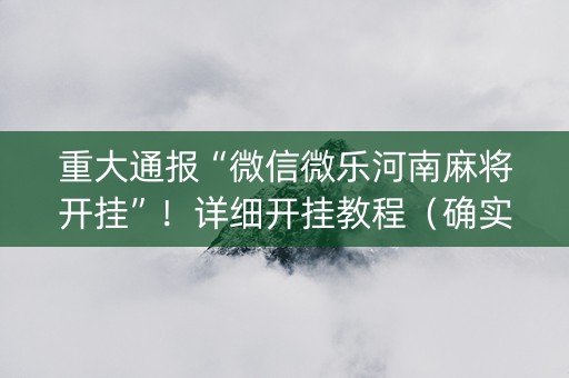 重大通报“微信微乐河南麻将开挂”！详细开挂教程（确实真的有挂)-知乎