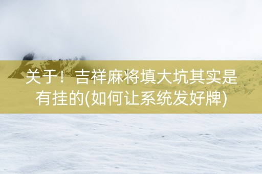 关于！吉祥麻将填大坑其实是有挂的(如何让系统发好牌)