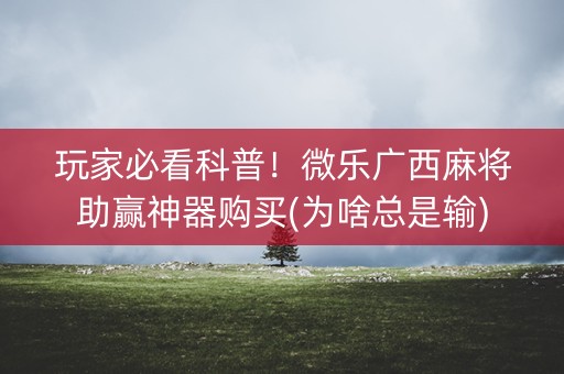玩家必看科普！微乐广西麻将助赢神器购买(为啥总是输)