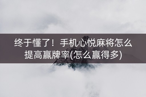 终于懂了！手机心悦麻将怎么提高赢牌率(怎么赢得多)