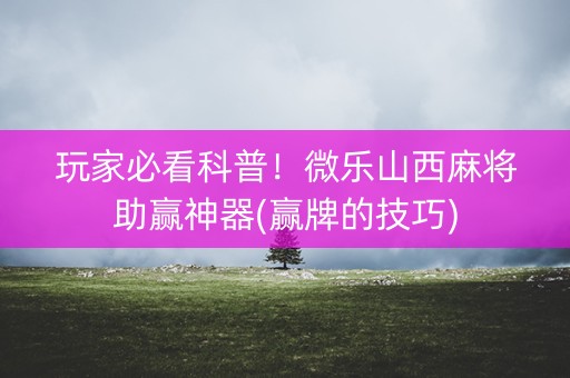 玩家必看科普！微乐山西麻将助赢神器(赢牌的技巧)
