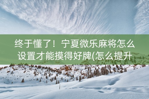 终于懂了！宁夏微乐麻将怎么设置才能摸得好牌(怎么提升胜率)