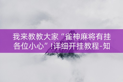我来教教大家“雀神麻将有挂各位小心”!详细开挂教程-知乎