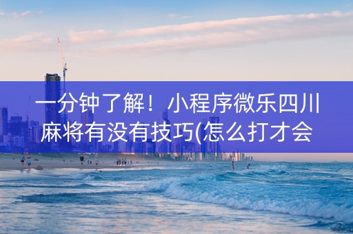 一分钟了解！小程序微乐四川麻将有没有技巧(怎么打才会赢)