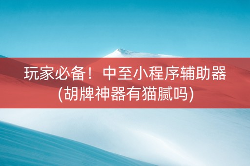 玩家必备！中至小程序辅助器(胡牌神器有猫腻吗)
