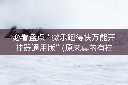 必看盘点“微乐跑得快万能开挂器通用版”(原来真的有挂)-知乎