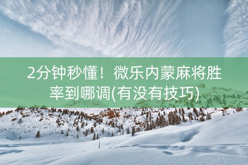 2分钟秒懂！微乐内蒙麻将胜率到哪调(有没有技巧)