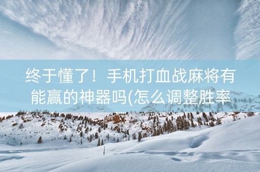 终于懂了！手机打血战麻将有能赢的神器吗(怎么调整胜率)