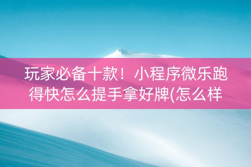 玩家必备十款！小程序微乐跑得快怎么提手拿好牌(怎么样来好牌)