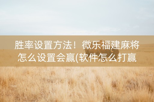 胜率设置方法！微乐福建麻将怎么设置会赢(软件怎么打赢)