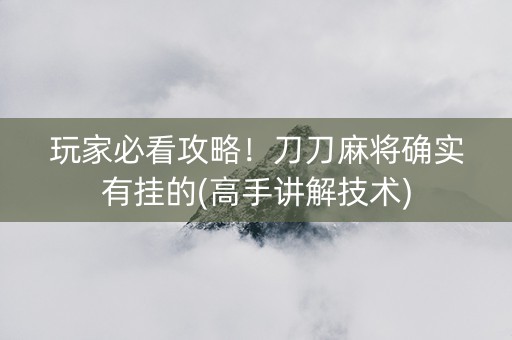 玩家必看攻略！刀刀麻将确实有挂的(高手讲解技术)