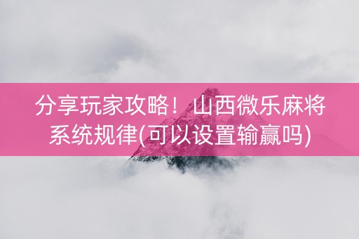 分享玩家攻略！山西微乐麻将系统规律(可以设置输赢吗)