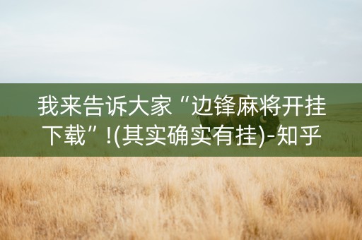 我来告诉大家“边锋麻将开挂下载”!(其实确实有挂)-知乎