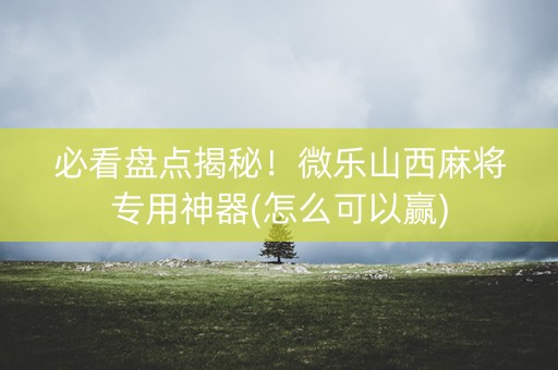 必看盘点揭秘！微乐山西麻将专用神器(怎么可以赢)