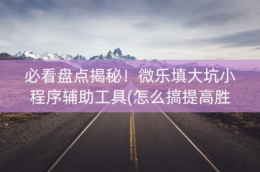 必看盘点揭秘！微乐填大坑小程序辅助工具(怎么搞提高胜率)