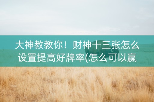 大神教教你！财神十三张怎么设置提高好牌率(怎么可以赢)