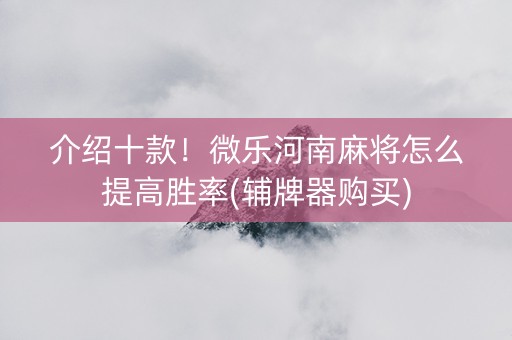 介绍十款！微乐河南麻将怎么提高胜率(辅牌器购买)