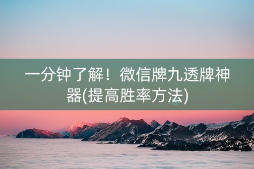 一分钟了解！微信牌九透牌神器(提高胜率方法)