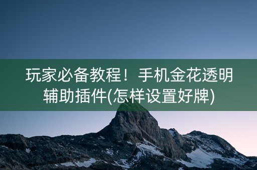 玩家必备教程！手机金花透明辅助插件(怎样设置好牌)
