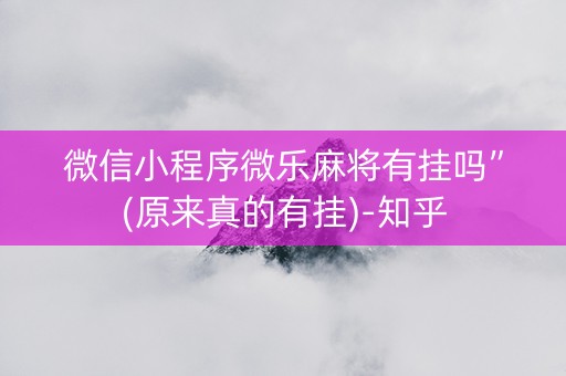 微信小程序微乐麻将有挂吗”(原来真的有挂)-知乎
