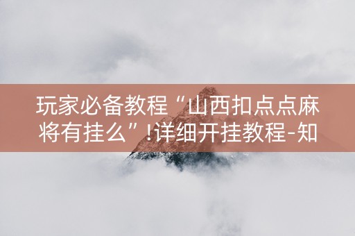 玩家必备教程“山西扣点点麻将有挂么”!详细开挂教程-知乎