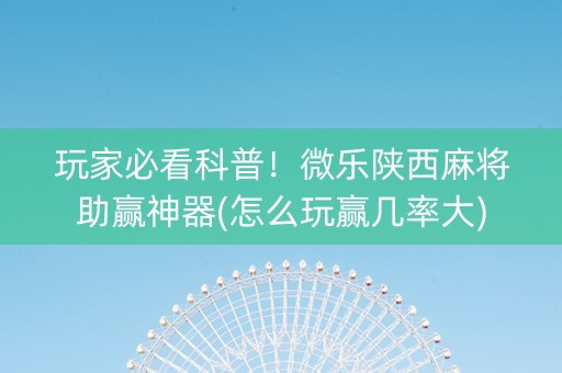 玩家必看科普！微乐陕西麻将助赢神器(怎么玩赢几率大)
